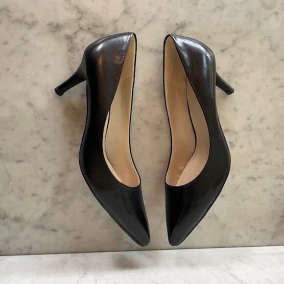 NINE WEST Elise Black 3" Smooth Nappa Leather Pointy Toe Pumps IOB - Picture 4 of 14